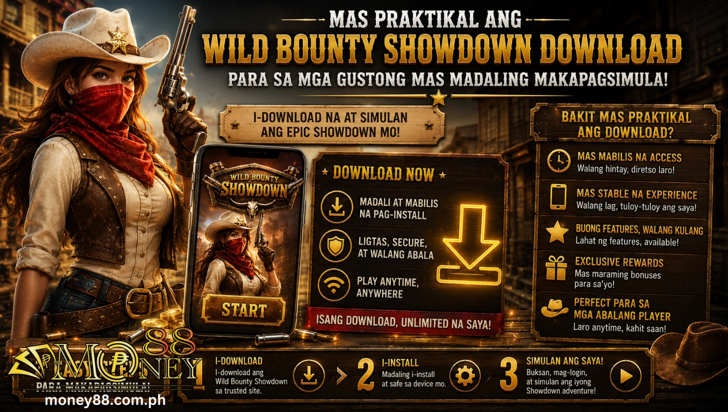 Mas praktikal ang Wild Bounty Showdown Download para sa mga gustong mas madaling makapagsimula